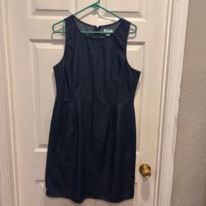 Old Navy Women's Dress Size 14 Sleeveless Chambray Navy Blue Pattern Fit & Flare